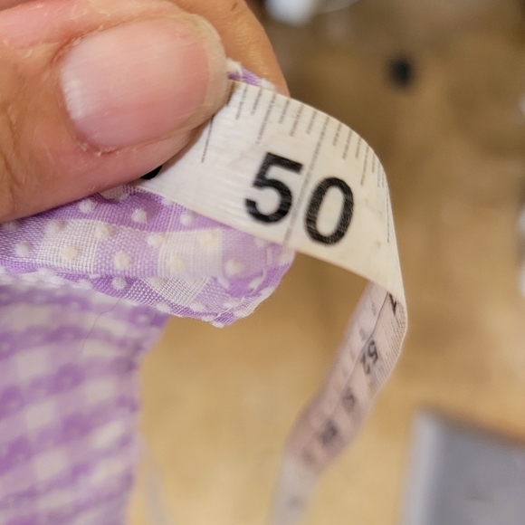 Vintage 60s LeVoys lilac Swiss dot gingham maxi dress - Picture 11 of 11